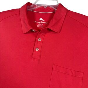 Tommy Bahama Mens XL Red Short Sleeve Collared Polo Shirt Pocket T-Shirt